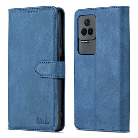 AZNS For Xiaomi Poco F4 5G / Redmi K40S 5G Wallet Style PU Leather Phone Case Anti-fall Magnetic Shell with Stand