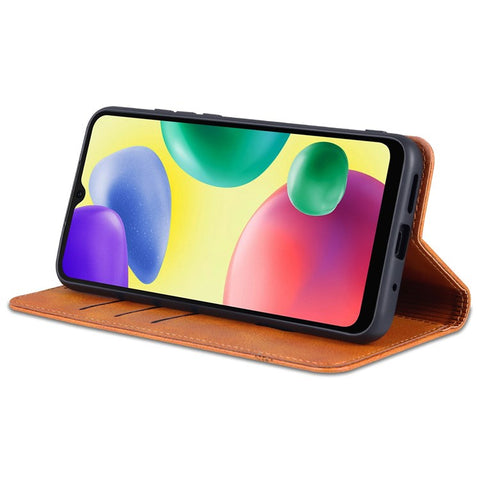 AZNS for Xiaomi Redmi 10C 4G Magnetic Absorption PU Leather Stand Flip Cover TPU Bumper Wallet Stand Shockproof Flip Case