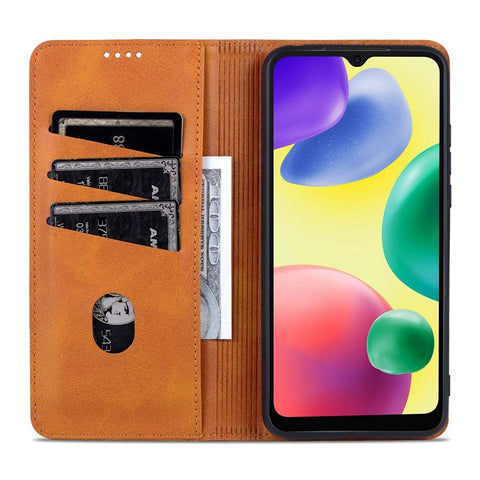 AZNS for Xiaomi Redmi 10C 4G Magnetic Absorption PU Leather Stand Flip Cover TPU Bumper Wallet Stand Shockproof Flip Case