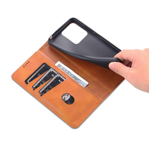 AZNS for Xiaomi Redmi 10C 4G Magnetic Absorption PU Leather Stand Flip Cover TPU Bumper Wallet Stand Shockproof Flip Case