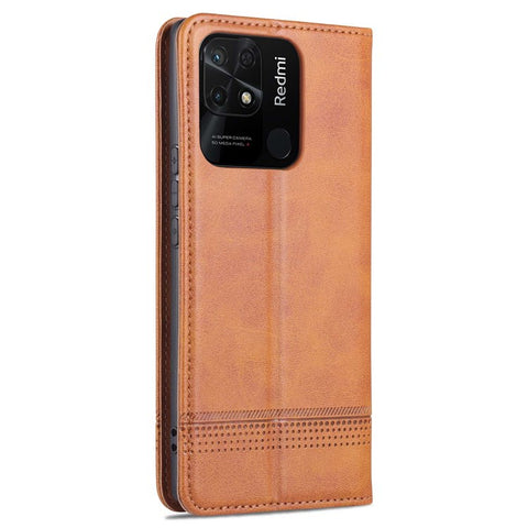 AZNS for Xiaomi Redmi 10C 4G Magnetic Absorption PU Leather Stand Flip Cover TPU Bumper Wallet Stand Shockproof Flip Case