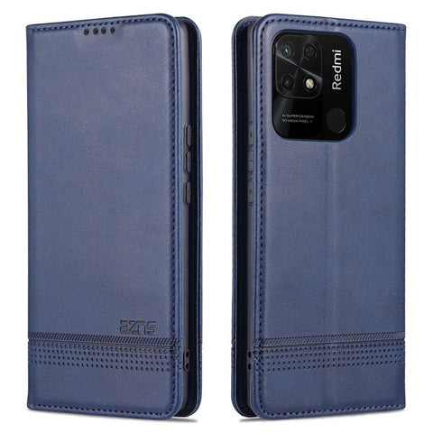 AZNS for Xiaomi Redmi 10C 4G Magnetic Absorption PU Leather Stand Flip Cover TPU Bumper Wallet Stand Shockproof Flip Case