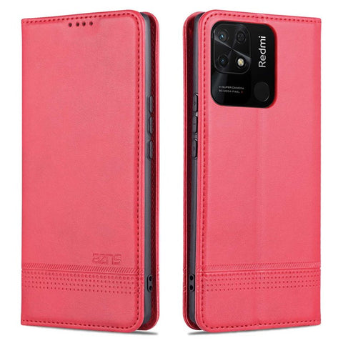 AZNS for Xiaomi Redmi 10C 4G Magnetic Absorption PU Leather Stand Flip Cover TPU Bumper Wallet Stand Shockproof Flip Case