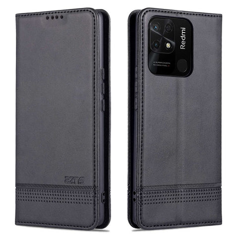 AZNS for Xiaomi Redmi 10C 4G Magnetic Absorption PU Leather Stand Flip Cover TPU Bumper Wallet Stand Shockproof Flip Case
