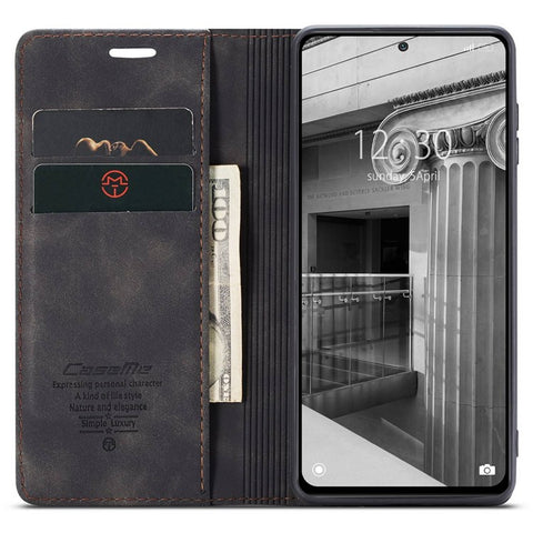 CASEME 013 Series Anti-scratch Phone Case Shell for Xiaomi 12 5G/12X 5G/12S 5G, Auto-absorbed PU Leather Wallet Foldable Stand Phone Cover