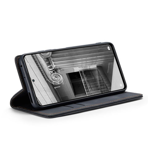 CASEME 013 Series Anti-scratch Phone Case Shell for Xiaomi 12 5G/12X 5G/12S 5G, Auto-absorbed PU Leather Wallet Foldable Stand Phone Cover