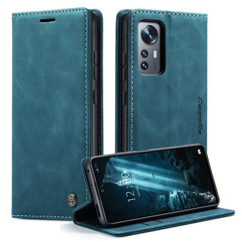 CASEME 013 Series Anti-scratch Phone Case Shell for Xiaomi 12 5G/12X 5G/12S 5G, Auto-absorbed PU Leather Wallet Foldable Stand Phone Cover