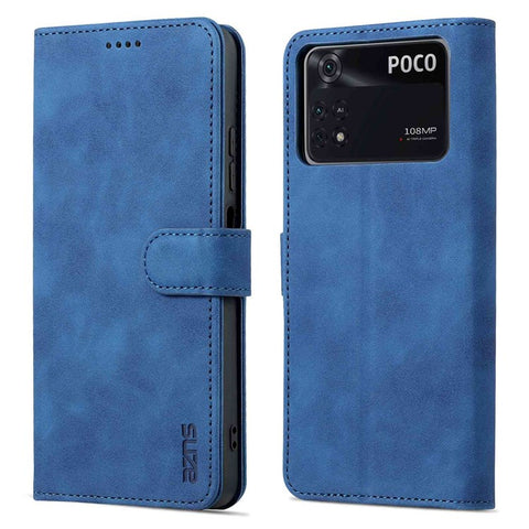 AZNS For Xiaomi Poco X4 Pro 5G PU Leather Wallet Flip Case Shockproof TPU Inner Shell Folio Stand View Bookstyle Cover