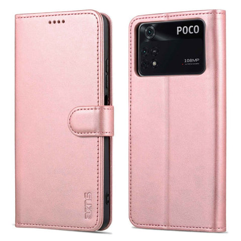 AZNS For Xiaomi Poco X4 Pro 5G PU Leather Wallet Flip Case Shockproof TPU Inner Shell Folio Stand View Bookstyle Cover