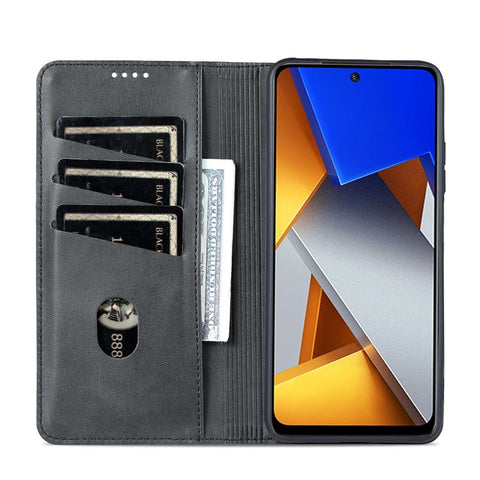 AZNS for Xiaomi Poco M4 Pro 4G PU Leather Folio Cover Stand Hidden Magnetic Adsorption Full Protection Wallet Flip Case