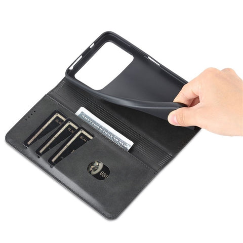 AZNS for Xiaomi Poco M4 Pro 4G PU Leather Folio Cover Stand Hidden Magnetic Adsorption Full Protection Wallet Flip Case