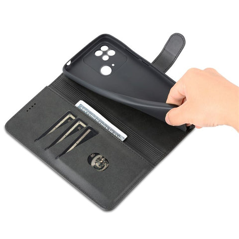 AZNS For Xiaomi Redmi 10C 4G PU Leather Cover TPU Inner Shell Wallet Stand Folio Flip Phone Cover
