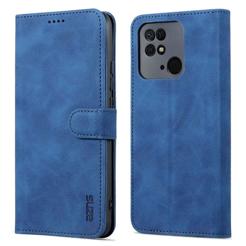 AZNS For Xiaomi Redmi 10C 4G PU Leather Cover TPU Inner Shell Wallet Stand Folio Flip Phone Cover