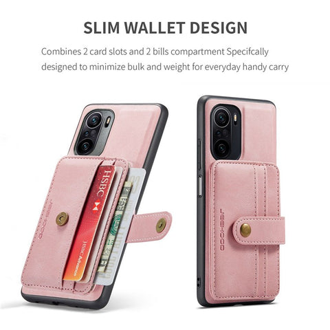JEEHOOD For Xiaomi Redmi K40/K40 Pro/Mi 11i/Poco F3 Anti-Scratch Wallet Case Shockproof Phone Cover RFID Blocking Protector Support Wireless Charging