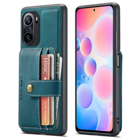 JEEHOOD For Xiaomi Redmi K40/K40 Pro/Mi 11i/Poco F3 Anti-Scratch Wallet Case Shockproof Phone Cover RFID Blocking Protector Support Wireless Charging