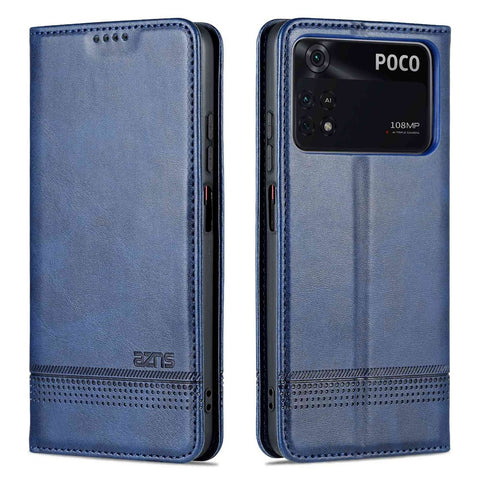 AZNS For Xiaomi Poco X4 Pro 5G PU Leather Magnetic Auto Closure Phone Case Full Protection Wallet Stand Flip Cover
