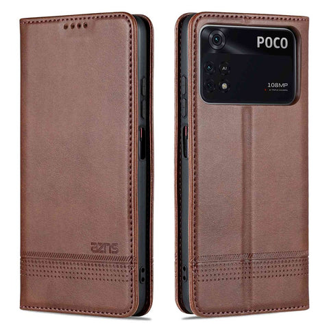 AZNS For Xiaomi Poco X4 Pro 5G PU Leather Magnetic Auto Closure Phone Case Full Protection Wallet Stand Flip Cover
