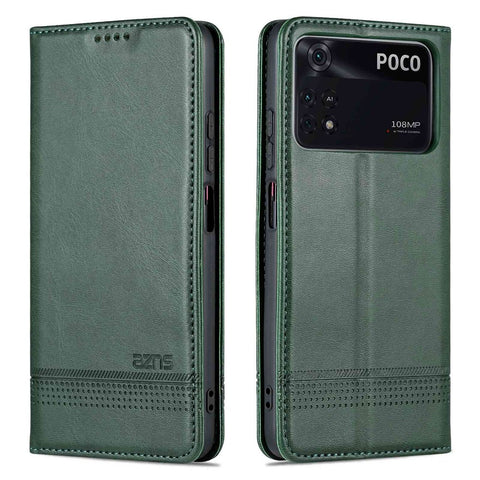 AZNS For Xiaomi Poco X4 Pro 5G PU Leather Magnetic Auto Closure Phone Case Full Protection Wallet Stand Flip Cover