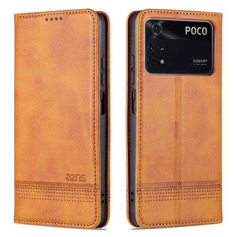AZNS For Xiaomi Poco X4 Pro 5G PU Leather Magnetic Auto Closure Phone Case Full Protection Wallet Stand Flip Cover