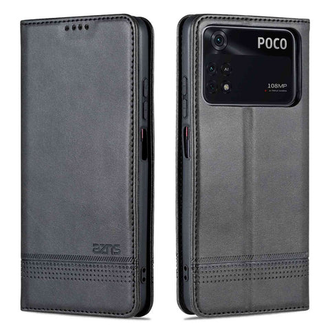 AZNS For Xiaomi Poco X4 Pro 5G PU Leather Magnetic Auto Closure Phone Case Full Protection Wallet Stand Flip Cover
