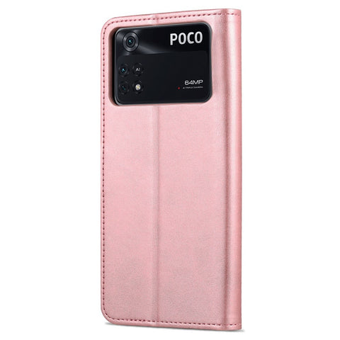 AZNS For Xiaomi Poco M4 Pro 4G PU Leather Wallet Case Adjustable Stand Magnetic Clasp Phone Cover