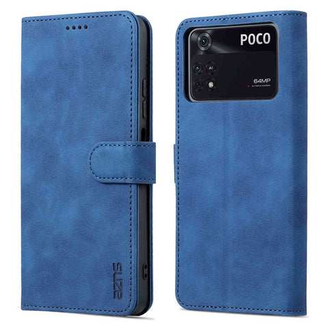 AZNS For Xiaomi Poco M4 Pro 4G PU Leather Wallet Case Adjustable Stand Magnetic Clasp Phone Cover