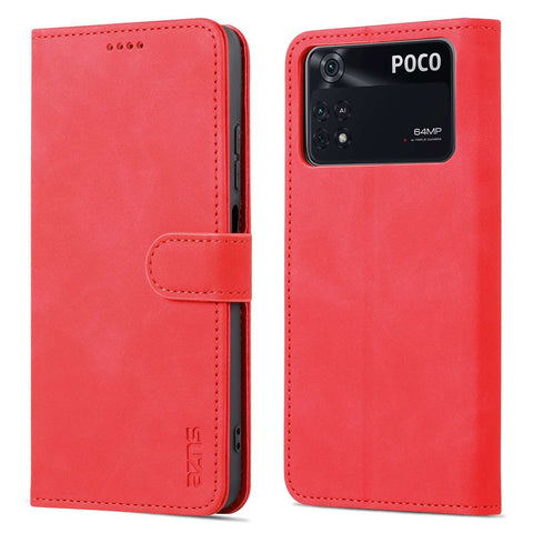 AZNS For Xiaomi Poco M4 Pro 4G PU Leather Wallet Case Adjustable Stand Magnetic Clasp Phone Cover