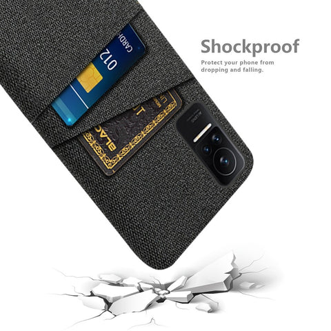Cloth + PC Hard Phone Case for Xiaomi Civi 1S, Cloth Texture Dual Card Slots Drop-proof Cover