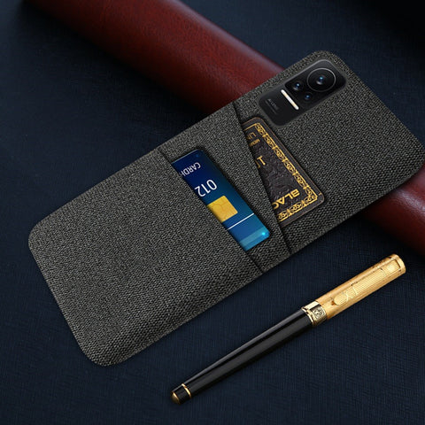 Cloth + PC Hard Phone Case for Xiaomi Civi 1S, Cloth Texture Dual Card Slots Drop-proof Cover