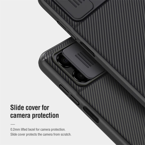 NILLKIN CamShield Hard PC Case for Xiaomi Poco M4 5G, Slide Lens Protection Wear-resistant Twill Texture Mobile Phone Cover