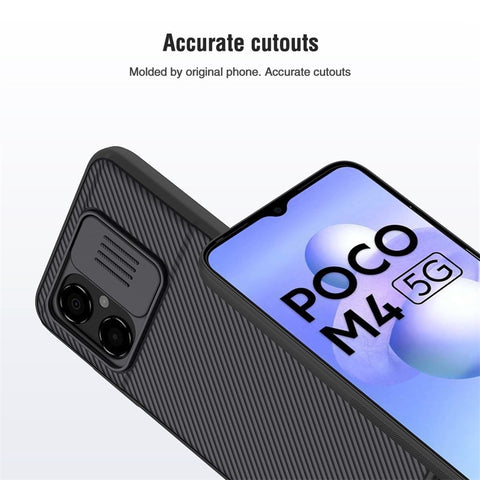NILLKIN CamShield Hard PC Case for Xiaomi Poco M4 5G, Slide Lens Protection Wear-resistant Twill Texture Mobile Phone Cover