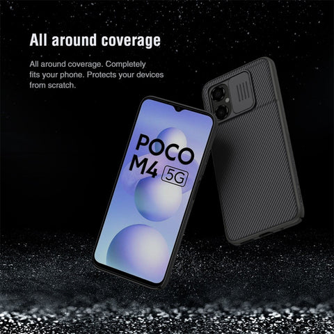 NILLKIN CamShield Hard PC Case for Xiaomi Poco M4 5G, Slide Lens Protection Wear-resistant Twill Texture Mobile Phone Cover