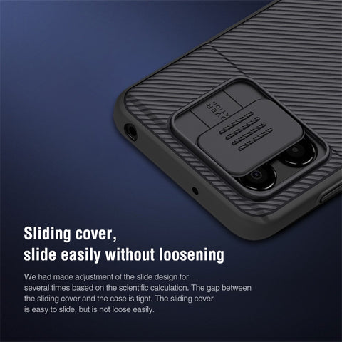NILLKIN CamShield Hard PC Case for Xiaomi Poco M4 5G, Slide Lens Protection Wear-resistant Twill Texture Mobile Phone Cover