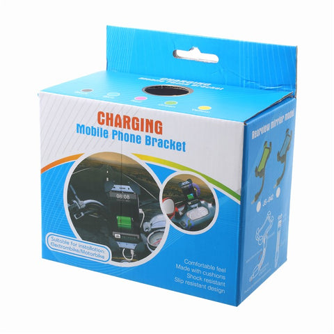 Universal Motorcycle Handlebar Mount Phone Holder with USB Charging Port for iPhone Samsung