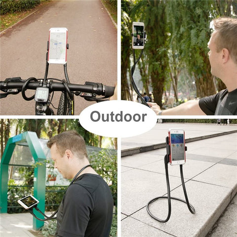 Universal Lazy Hanging Neck Phone Mount Stand Adjustable Alloy Necklace Cellphone Bracket Holder