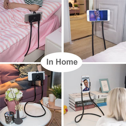 Universal Lazy Hanging Neck Phone Mount Stand Adjustable Alloy Necklace Cellphone Bracket Holder
