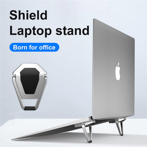 R-JUST 1 Pair Shield Shape Foldable Laptop Desktop Holder Riser Aluminium Alloy Notebook Stand