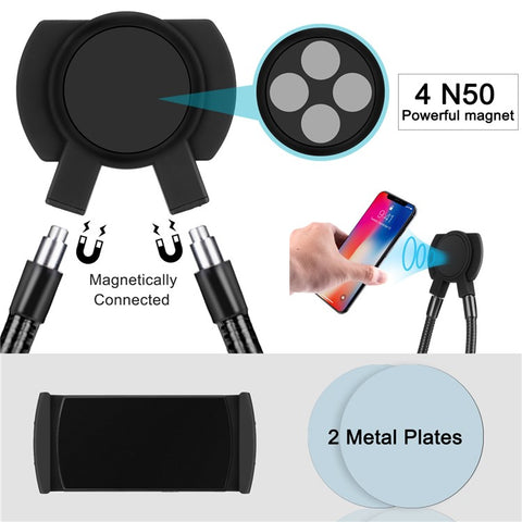 Magnetic Adjustable Gooseneck Lazy Mobile Phone Tablet Stand Universal Desktop Holder Bracket