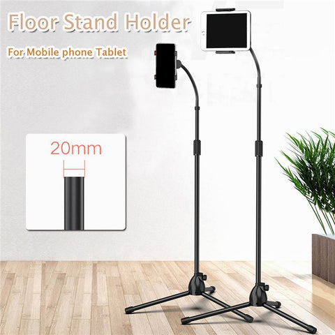 Universal Tablet Holder Floor Stand 3.5-10.5 inch Mobile Phone Tablet 360° Rotating Retractable Metal Tripod