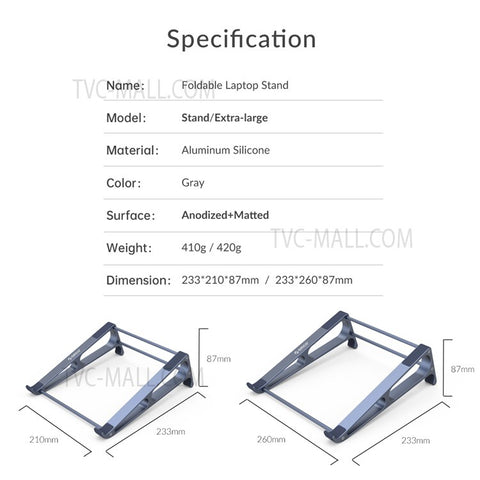 ORICO-MA13-GY-BP Ergonomics Desktop Notebook Holder Stand Aluminum Laptop Heighten Bracket