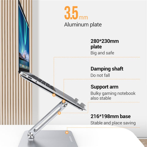 UGREEN 40291 Folding Aluminum Laptop Stand with Multi-Angle Adjustable Portable Desktop Tablet Holder for MacBook Air Pro Computers