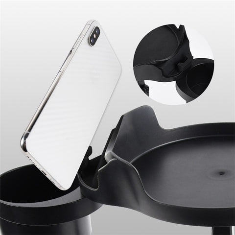 SC222 Multifunctional Long Arm Car Cup Holder Expander Food Drink Tray with Rotating Adjustable Base