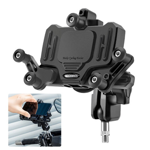 ROCKBROS Horizontal Type Motorcycle Electric Bike Phone Holder Rotatable Motorbike Phone GPS Mount Bracket