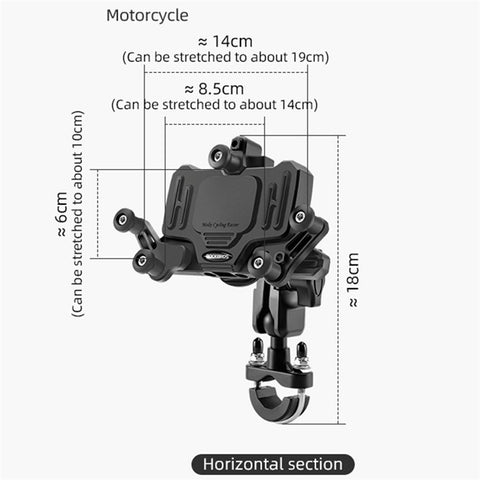 ROCKBROS Horizontal Type Motorcycle Electric Bike Phone Holder Rotatable Motorbike Phone GPS Mount Bracket