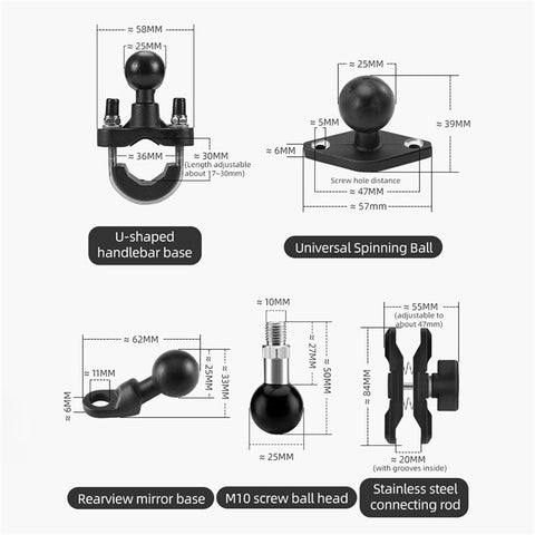 ROCKBROS Horizontal Type Motorcycle Electric Bike Phone Holder Rotatable Motorbike Phone GPS Mount Bracket