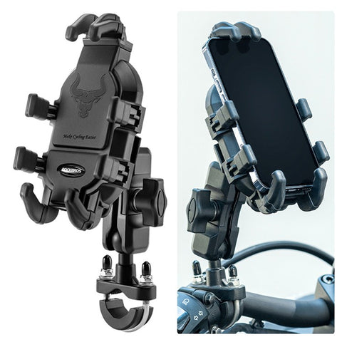 ROCKBROS Bull Head Pattern Motorcycle Electric Bike Bicycle Phone Stand Rotatable Phone Holder Mount Bracket