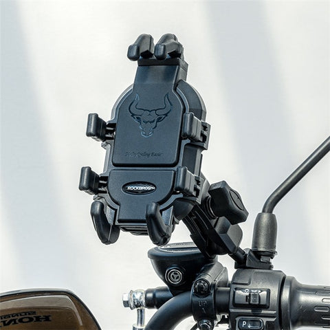 ROCKBROS Bull Head Pattern Motorcycle Electric Bike Bicycle Phone Stand Rotatable Phone Holder Mount Bracket