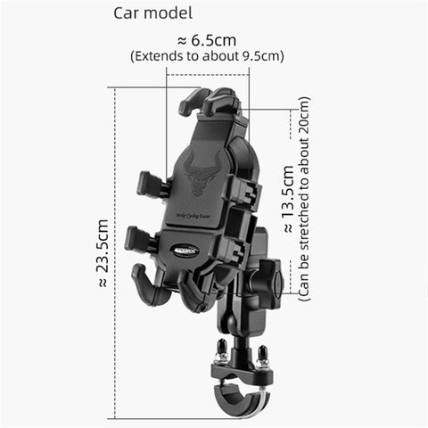 ROCKBROS Bull Head Pattern Motorcycle Electric Bike Bicycle Phone Stand Rotatable Phone Holder Mount Bracket