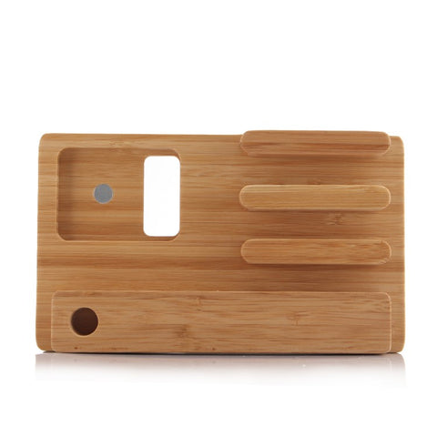 Desktop Bamboo 4 Port USB Charging Station Apple Watch Stand Charger Dock