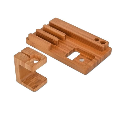 Desktop Bamboo 4 Port USB Charging Station Apple Watch Stand Charger Dock